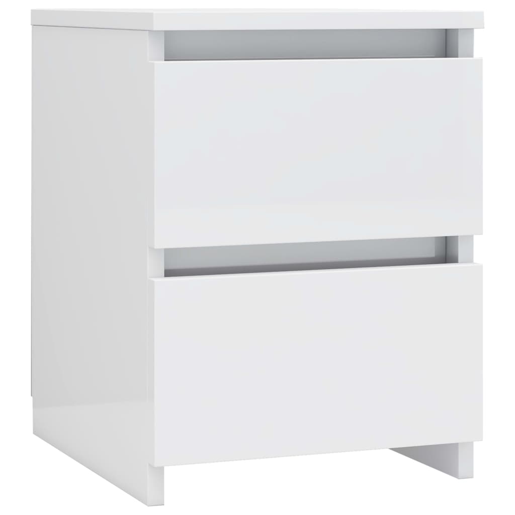 Bedside Cabinet High Gloss White 30x30x40 cm Engineered Wood