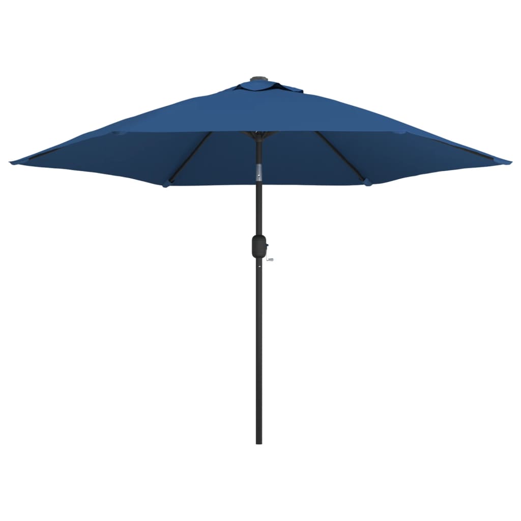 Garden Parasol with LED Lights and Steel Pole 300 cm Azure