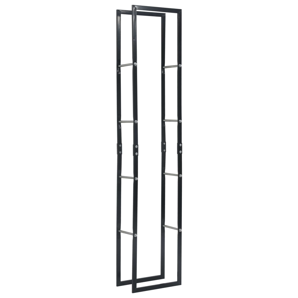 Firewood Rack Black 40x25x200 cm Steel