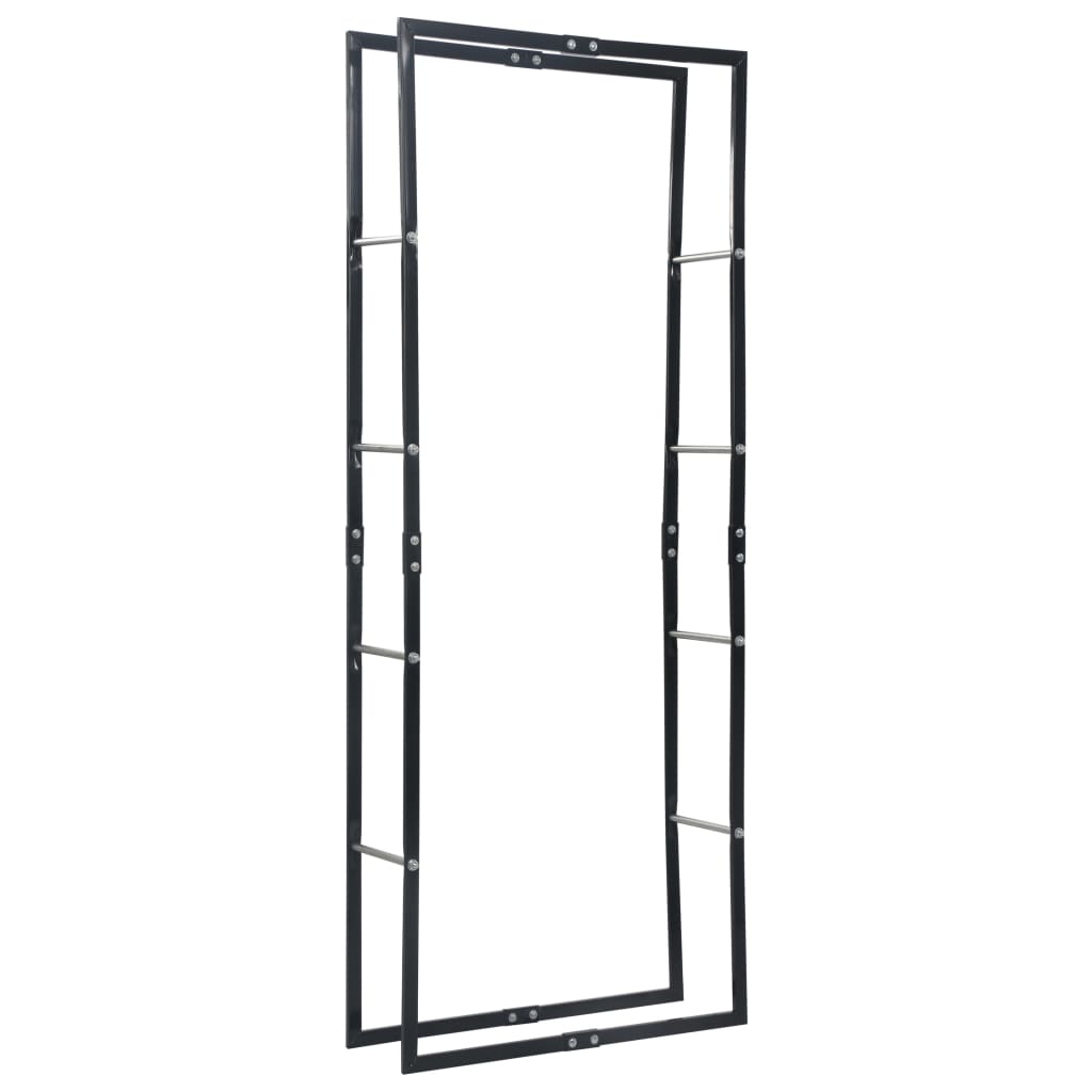 Firewood Rack Black 80x25x200 cm Steel