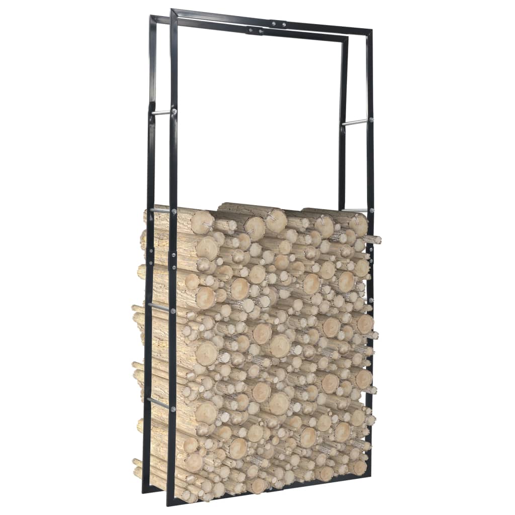 Firewood Rack Black 100x25x200 cm Steel