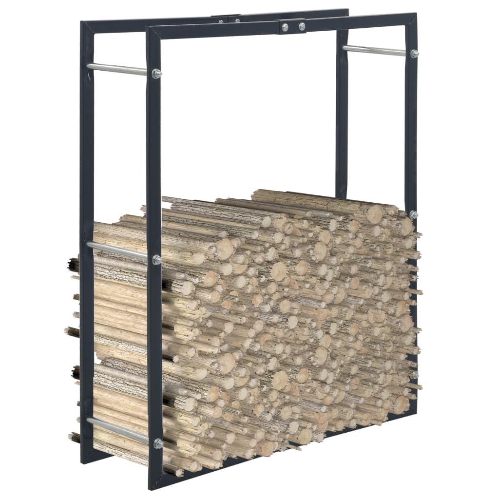 Firewood Rack Black 80x25x100 cm Steel