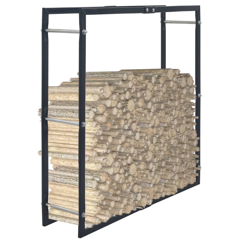 Firewood Rack Black 100x25x100 cm Steel