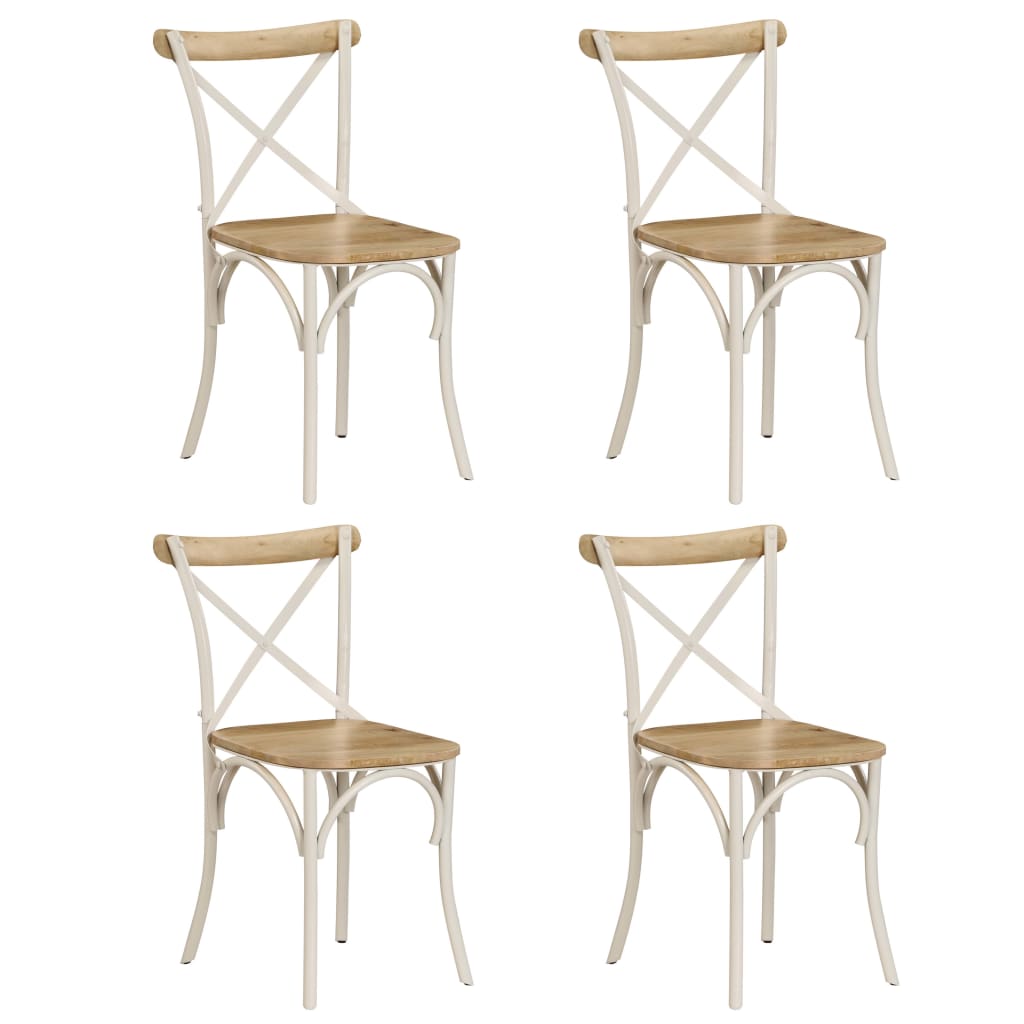 Cross Chairs 4 pcs White Solid Mango Wood