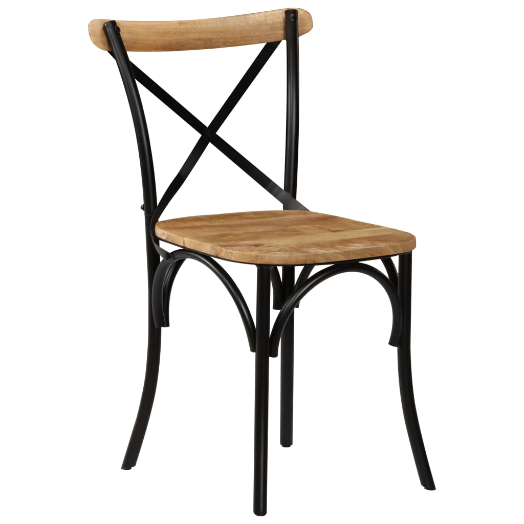 Cross Chairs 6 pcs Black Solid Mango Wood