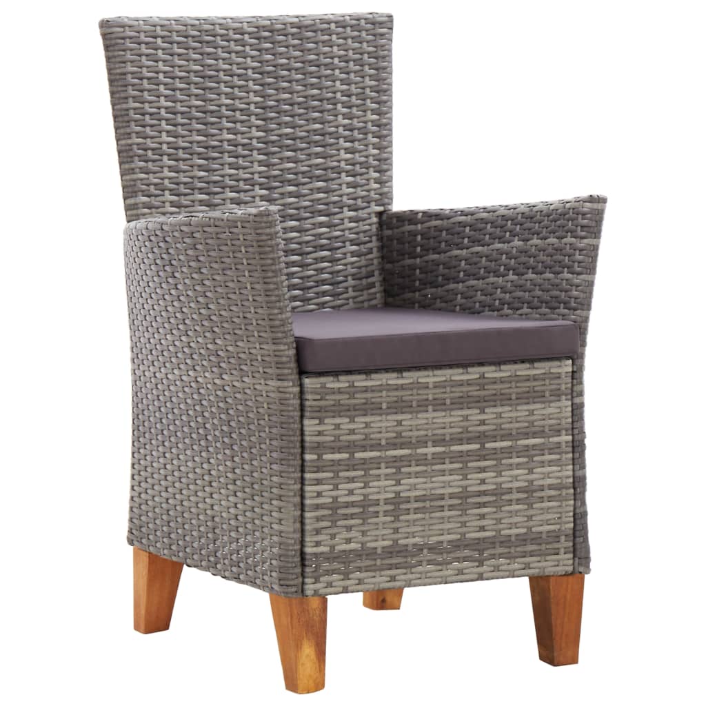 Garden Chairs 2 pcs with Cushions Poly Rattan Grey