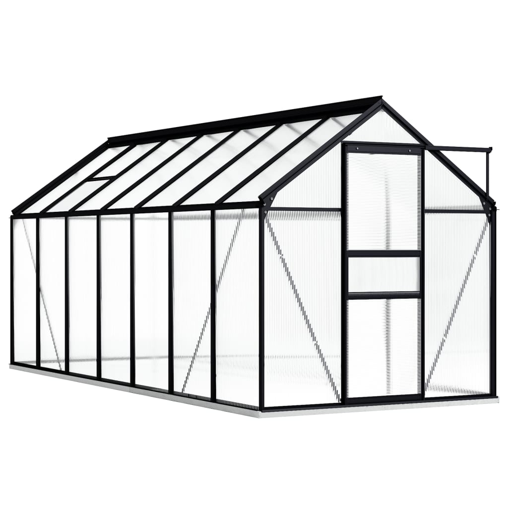 Greenhouse with Base Frame Anthracite Aluminium 8.17 m²