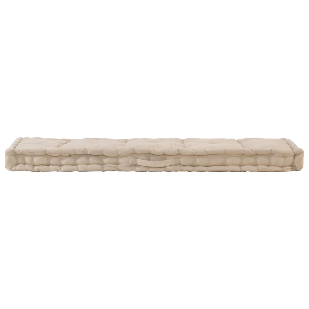 Pallet Floor Cushion Cotton 120x40x7 cm Beige