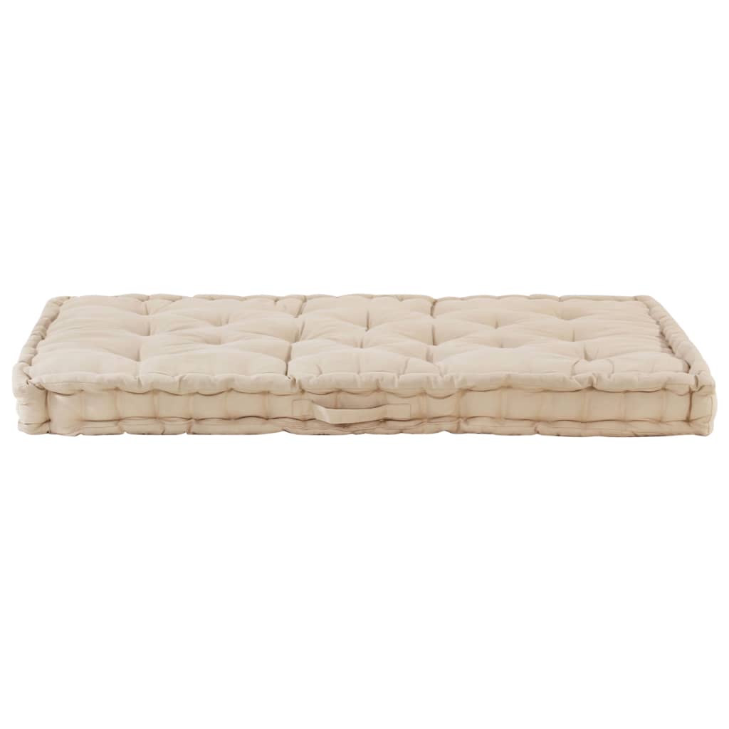 Pallet Floor Cushion Cotton 120x80x10 cm Beige