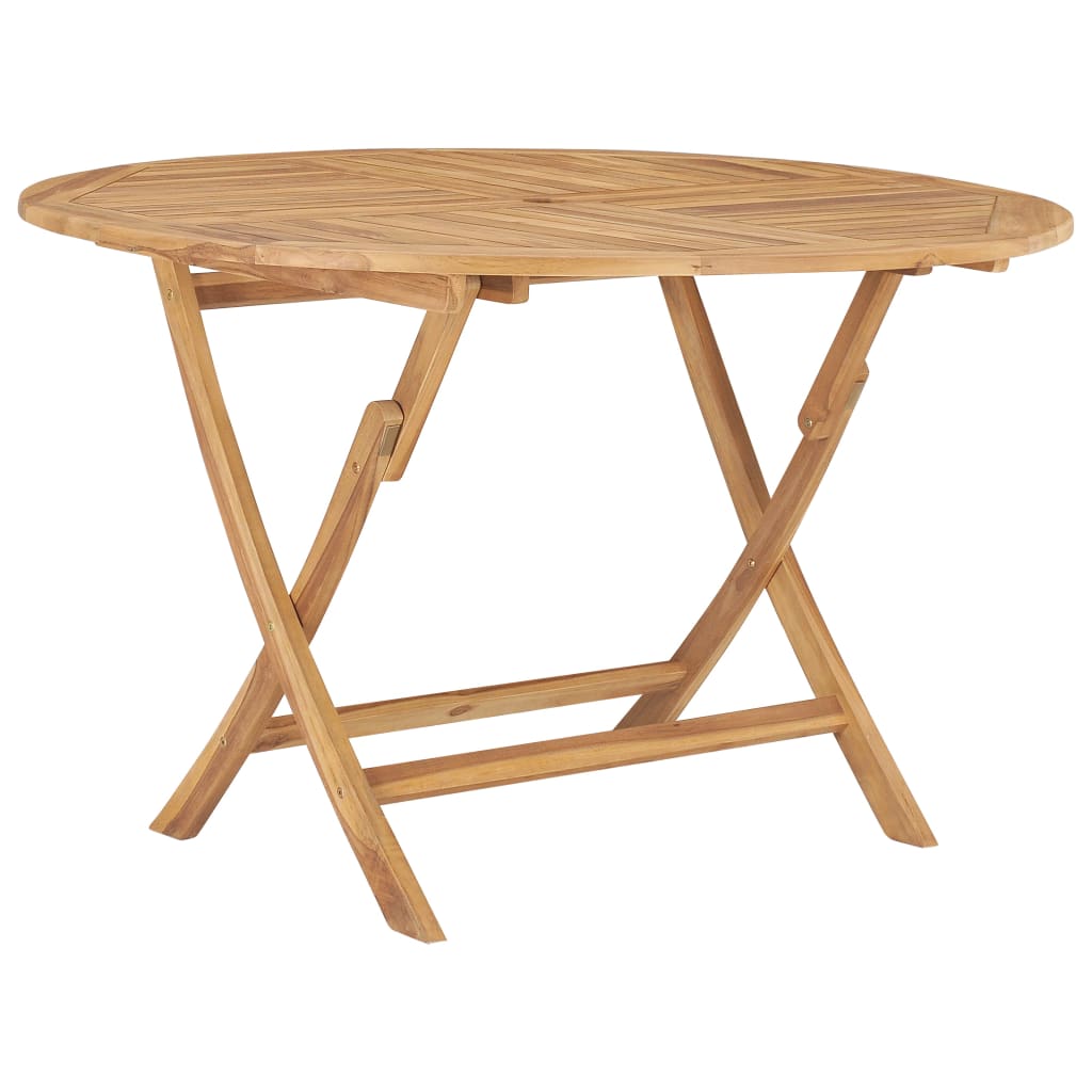 Folding Garden Table Diameter 120 cm Solid Teak Wood