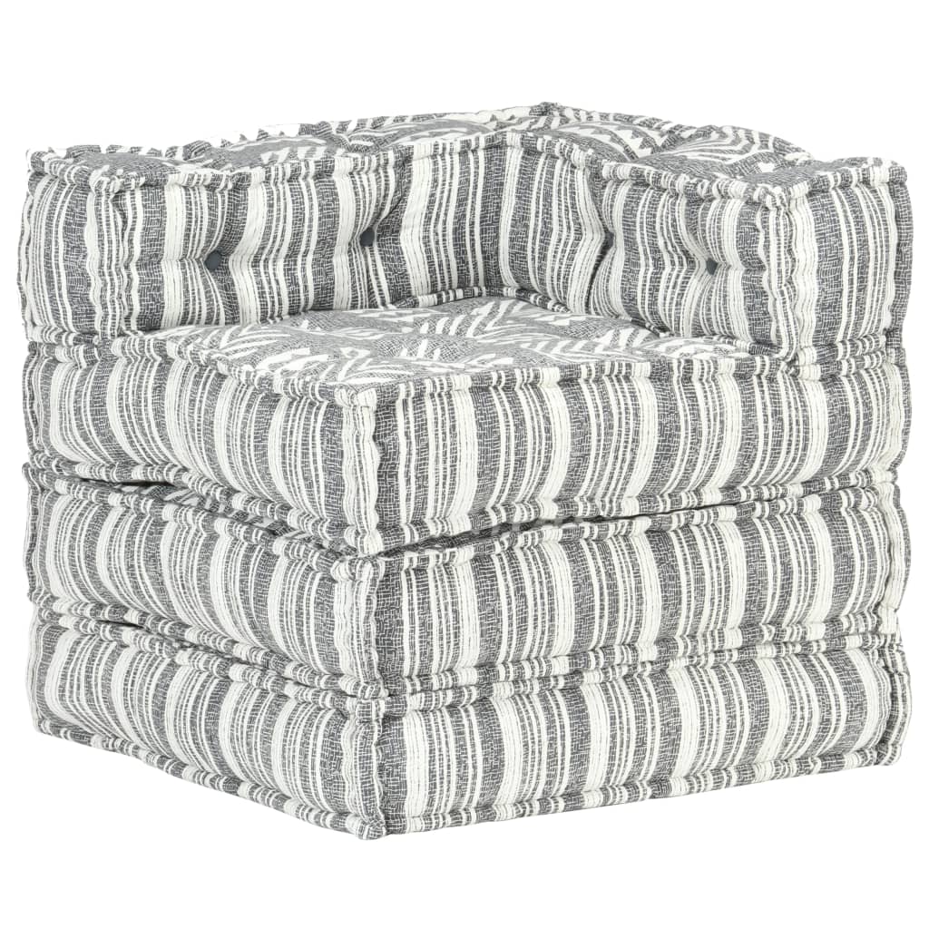 Modular Pouffe Grey Stripe Fabric