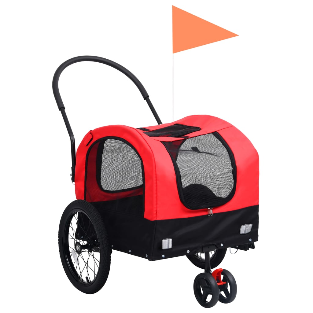 2-in-1 Pet Bike Trailer & Jogging Stroller Red and Black