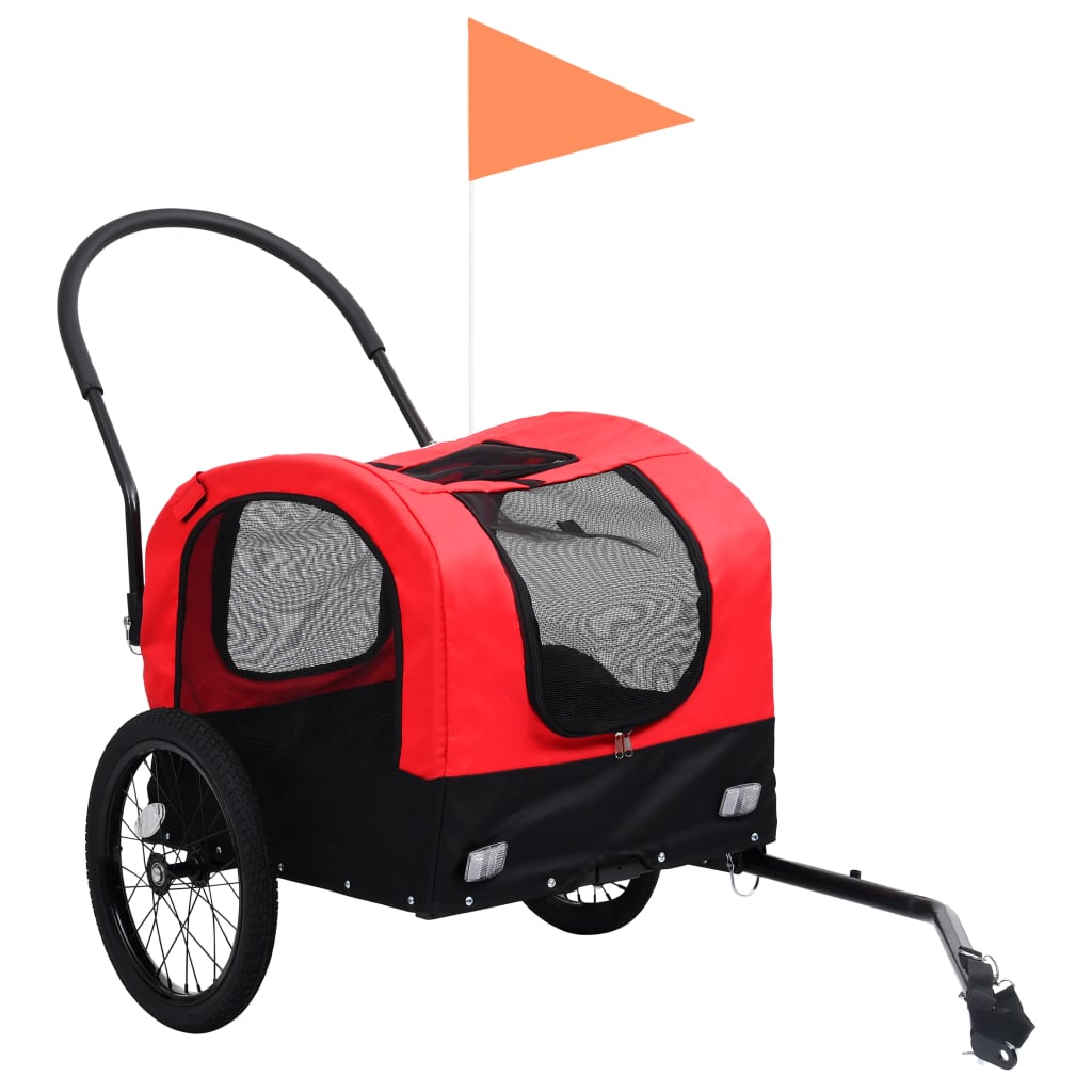 2-in-1 Pet Bike Trailer & Jogging Stroller Red and Black