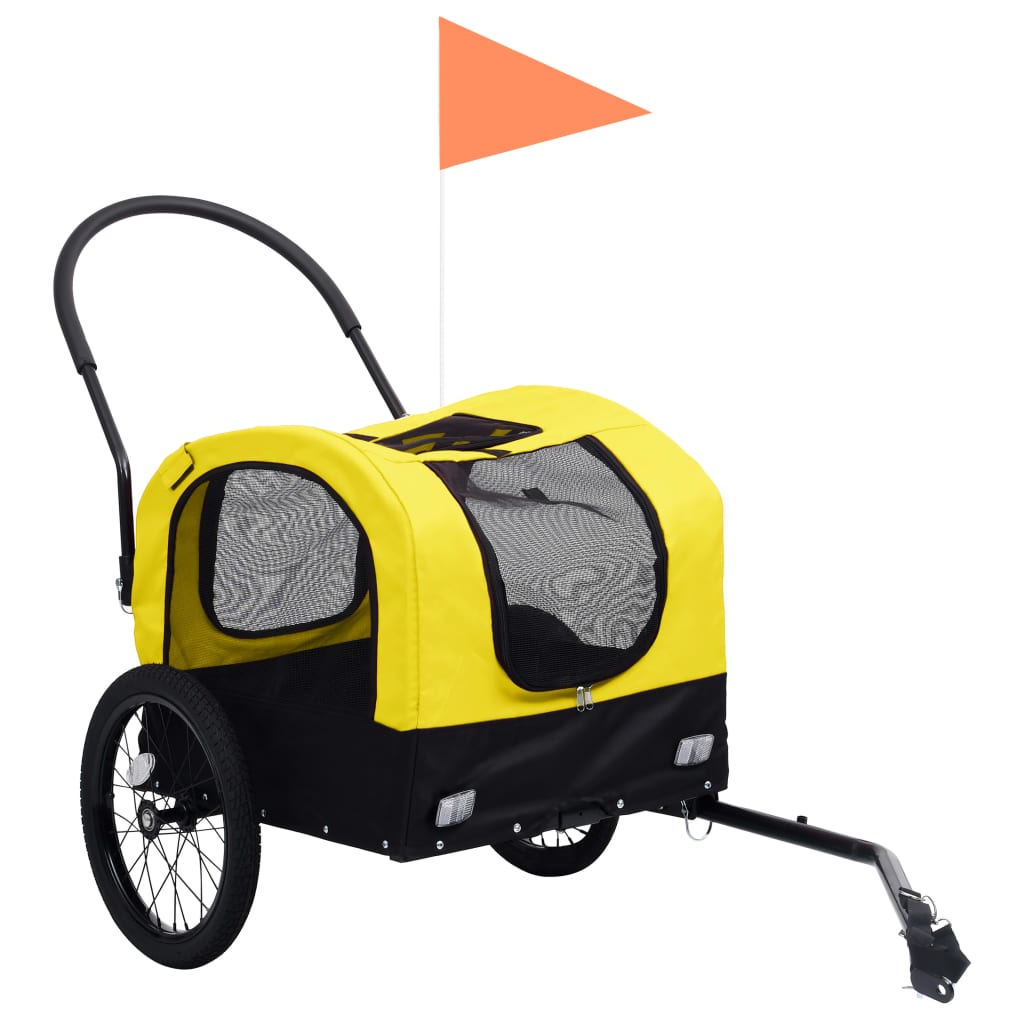 2-in-1 Pet Bike Trailer and Jogging Stroller Yellow and Black