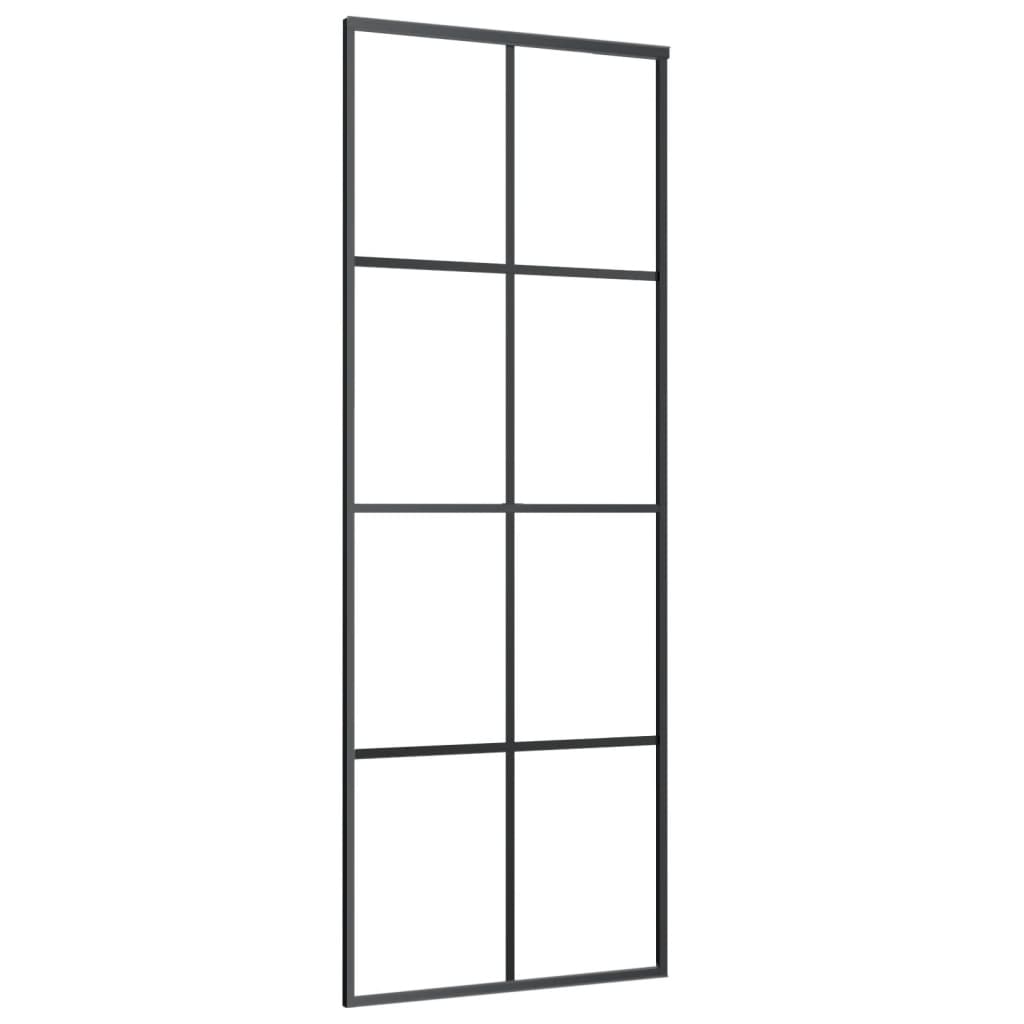 Sliding Door Aluminium and ESG Glass 76x205 cm Black