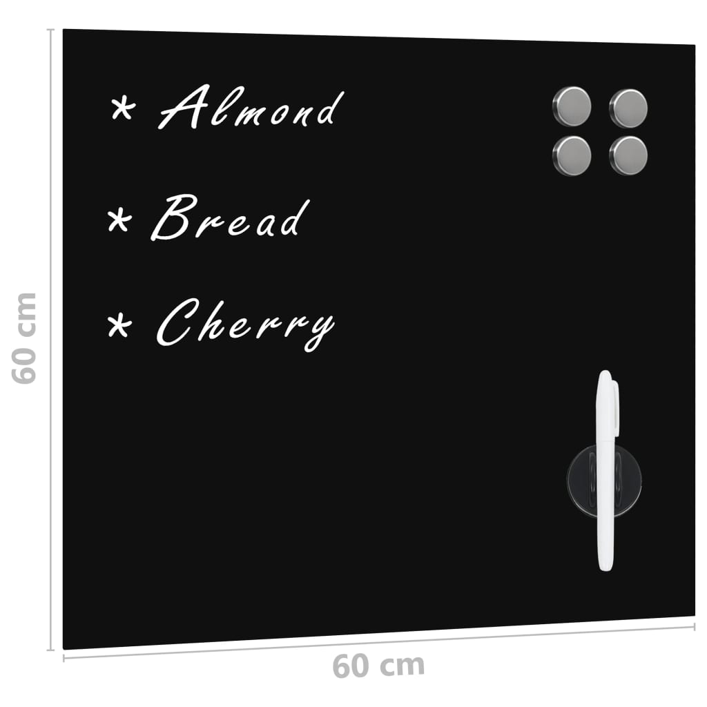 Wall Mounted Magnetic Board Glass 60x60 cm