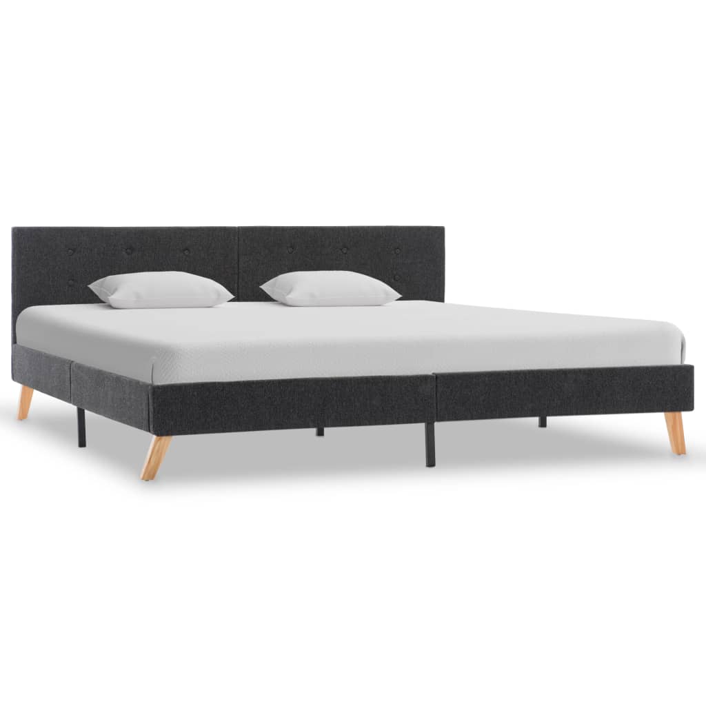 Bed Frame without Mattress Grey Fabric 183x203 cm King