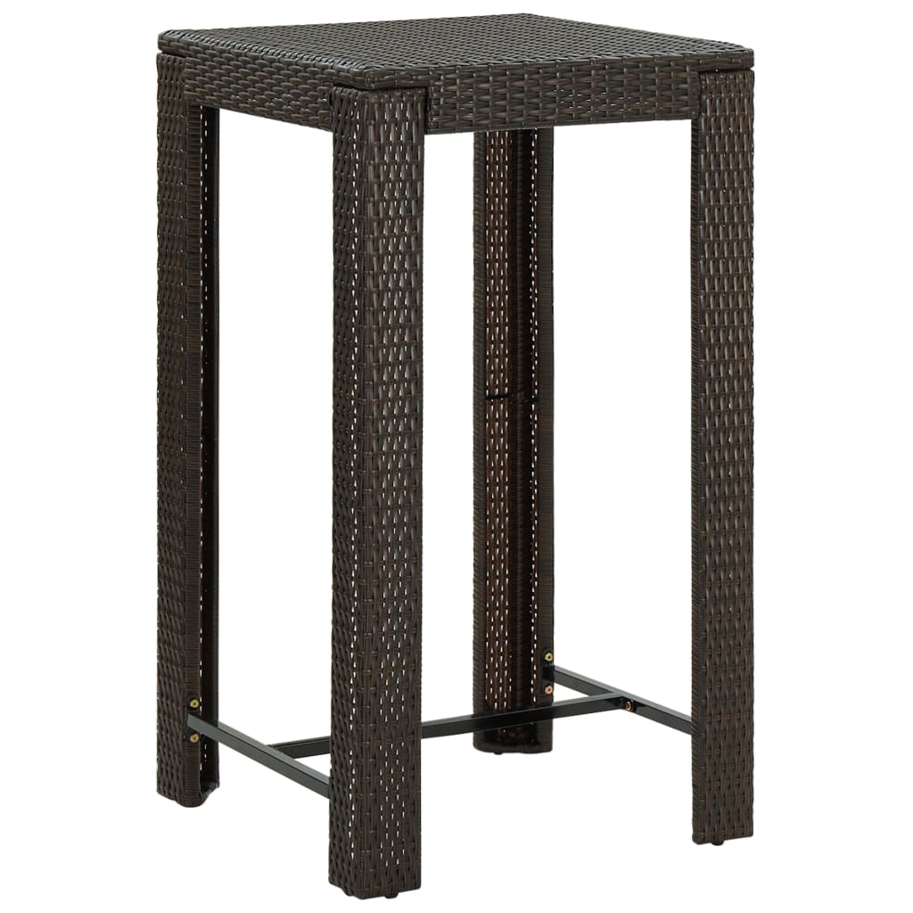 Garden Bar Table Brown 60.5x60.5x110.5 cm Poly Rattan