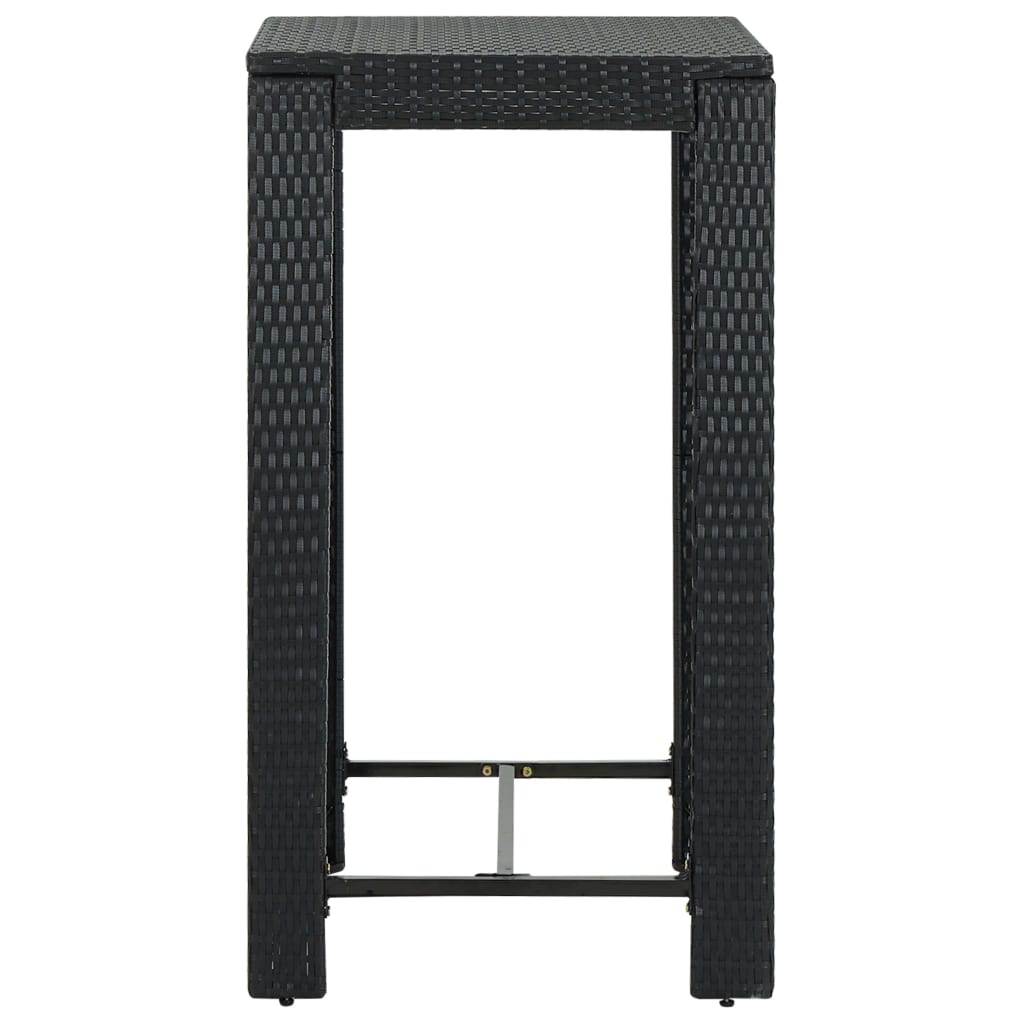 Garden Bar Table Black 60.5x60.5x110.5 cm Poly Rattan