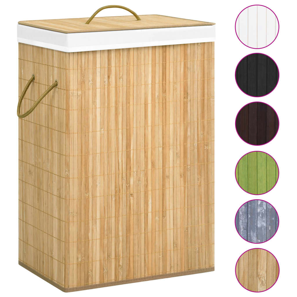 Bamboo Laundry Basket with 2 Sections 72 L