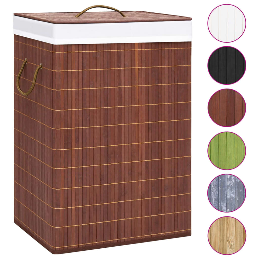 Bamboo Laundry Basket with 2 Sections Brown 72 L