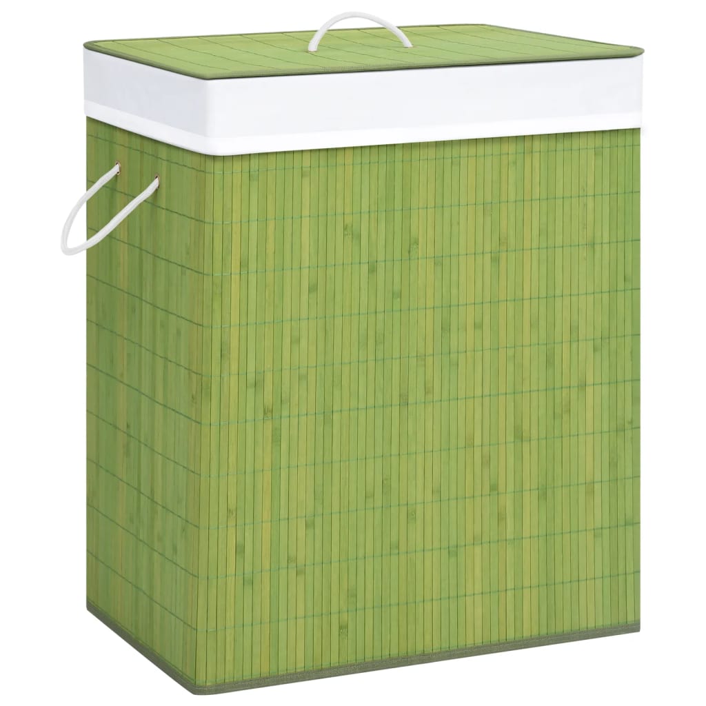 Bamboo Laundry Basket with Single Section Green 83 L