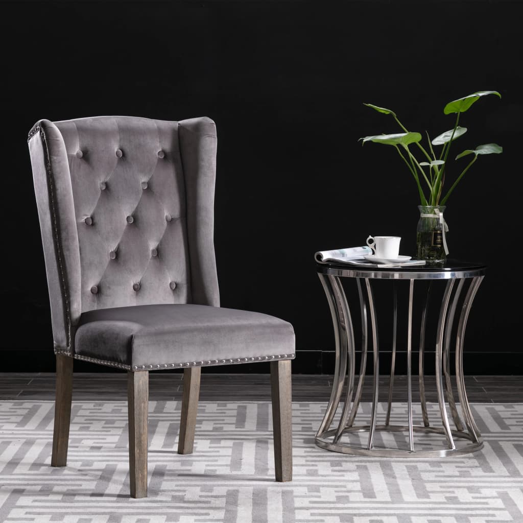 Dining Chair Grey Velvet