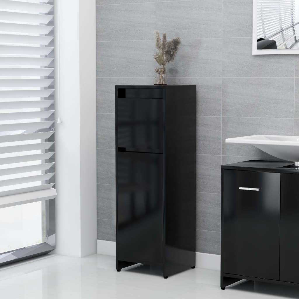 Bathroom Cabinet Black 30x30x95 cm Engineered Wood