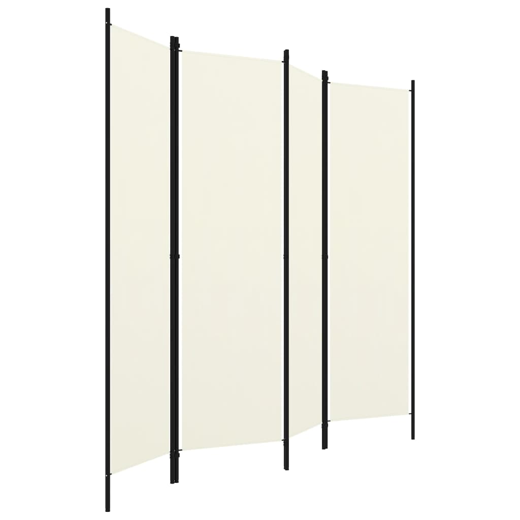 4-Panel Room Divider White 200x180 cm