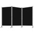 3-Panel Room Divider Black 260x180 cm Fabric