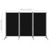 3-Panel Room Divider Black 260x180 cm Fabric