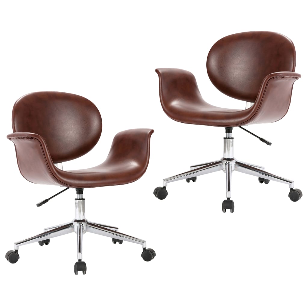 Swivel Dining Chairs 2 pcs Brown Faux Leather