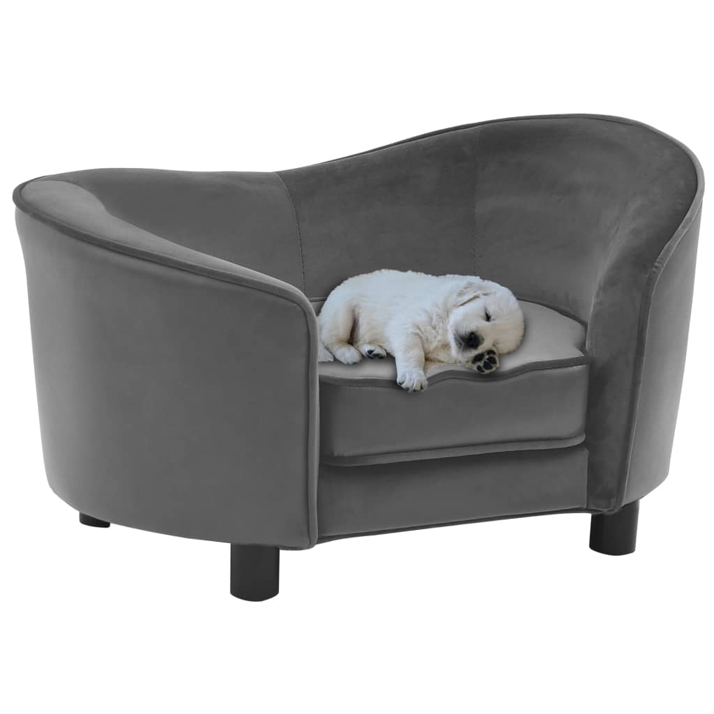 Dog Sofa Grey 69x49x40 cm Plush and Faux Leather