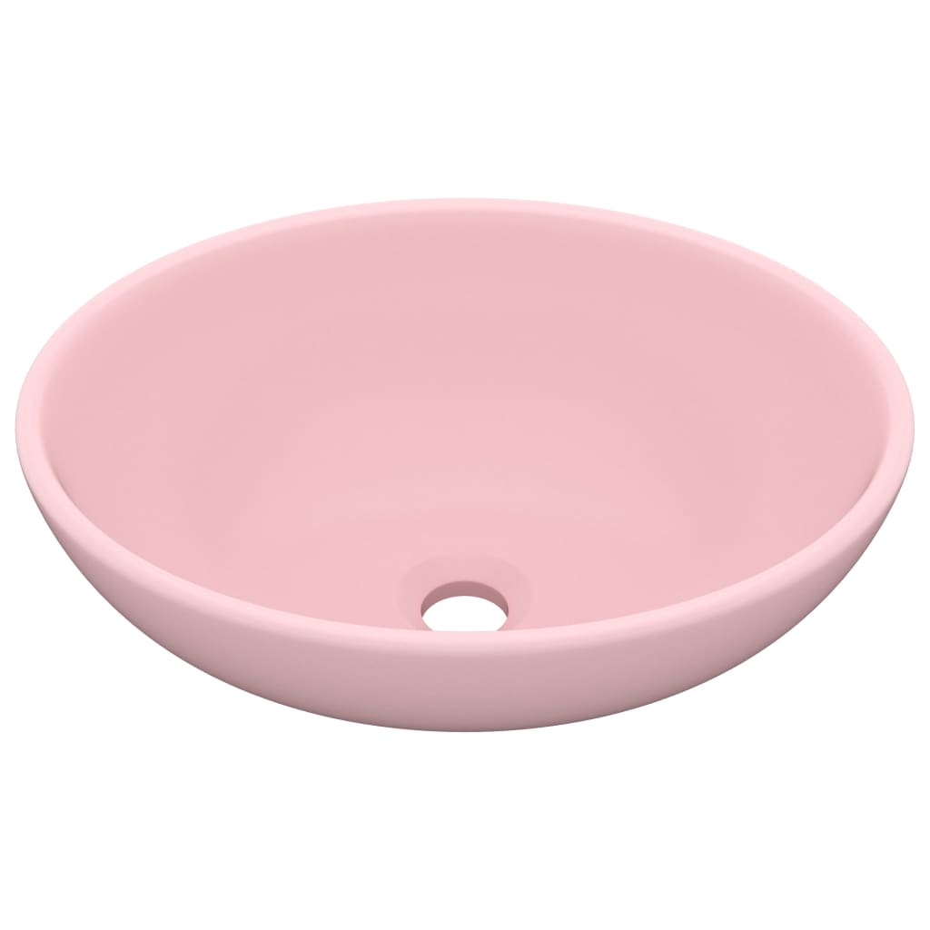 Luxury Basin Oval-shaped Matt Pink 40x33 cm Ceramic