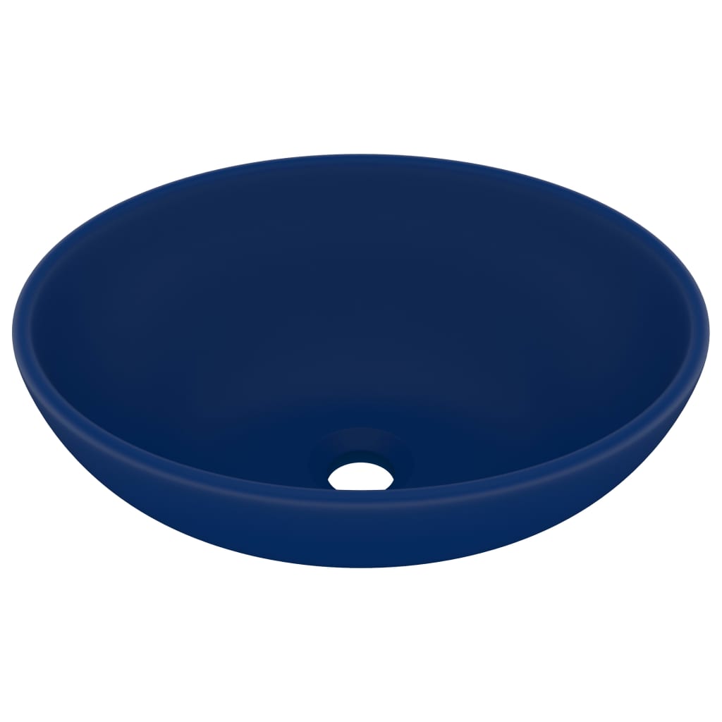 Luxury Basin Oval-shaped Matt Dark Blue 40x33 cm Ceramic