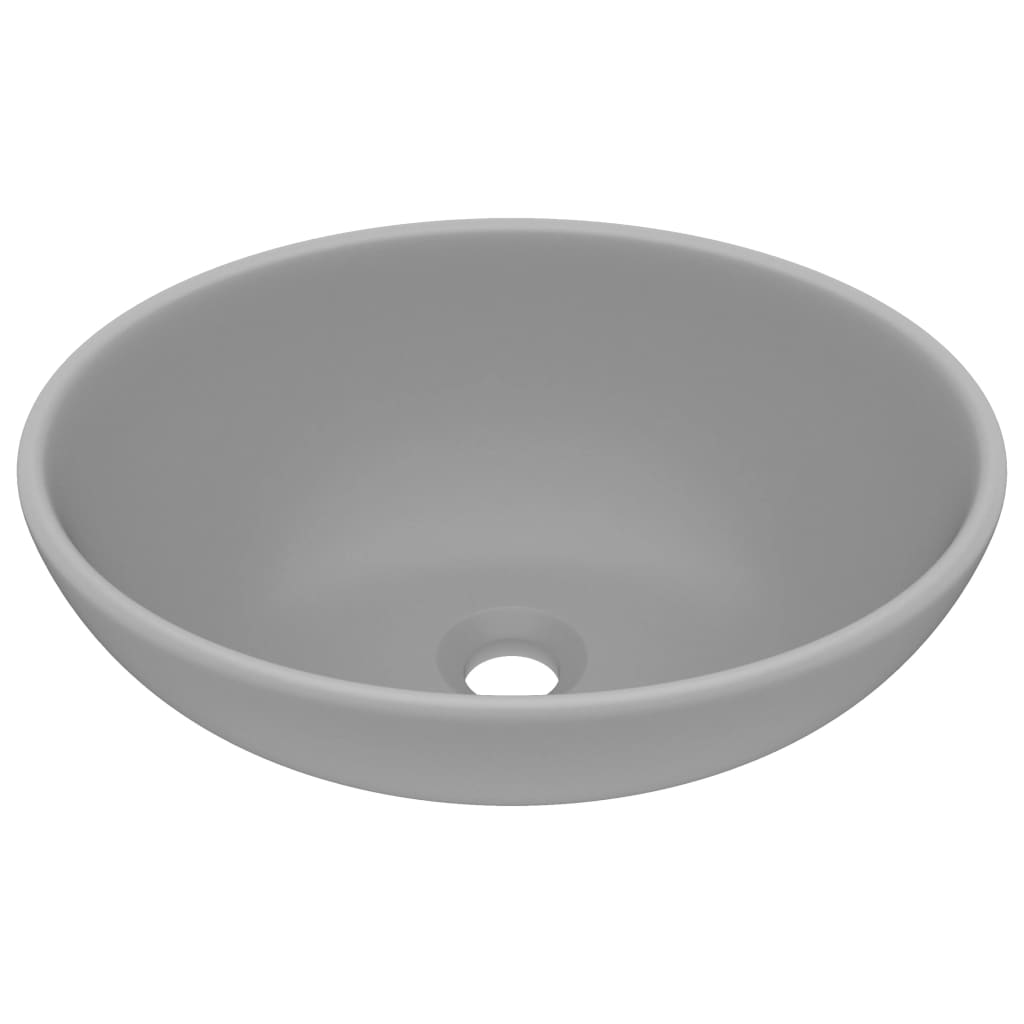 Luxury Basin Oval-shaped Matt Light Grey 40x33 cm Ceramic