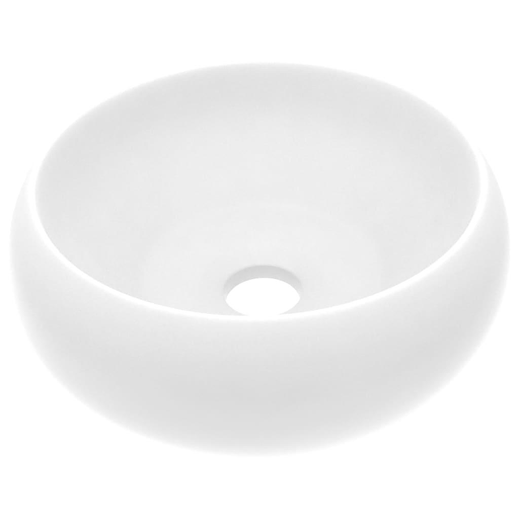 Luxury Wash Basin Round Matt White 40x15 cm Ceramic