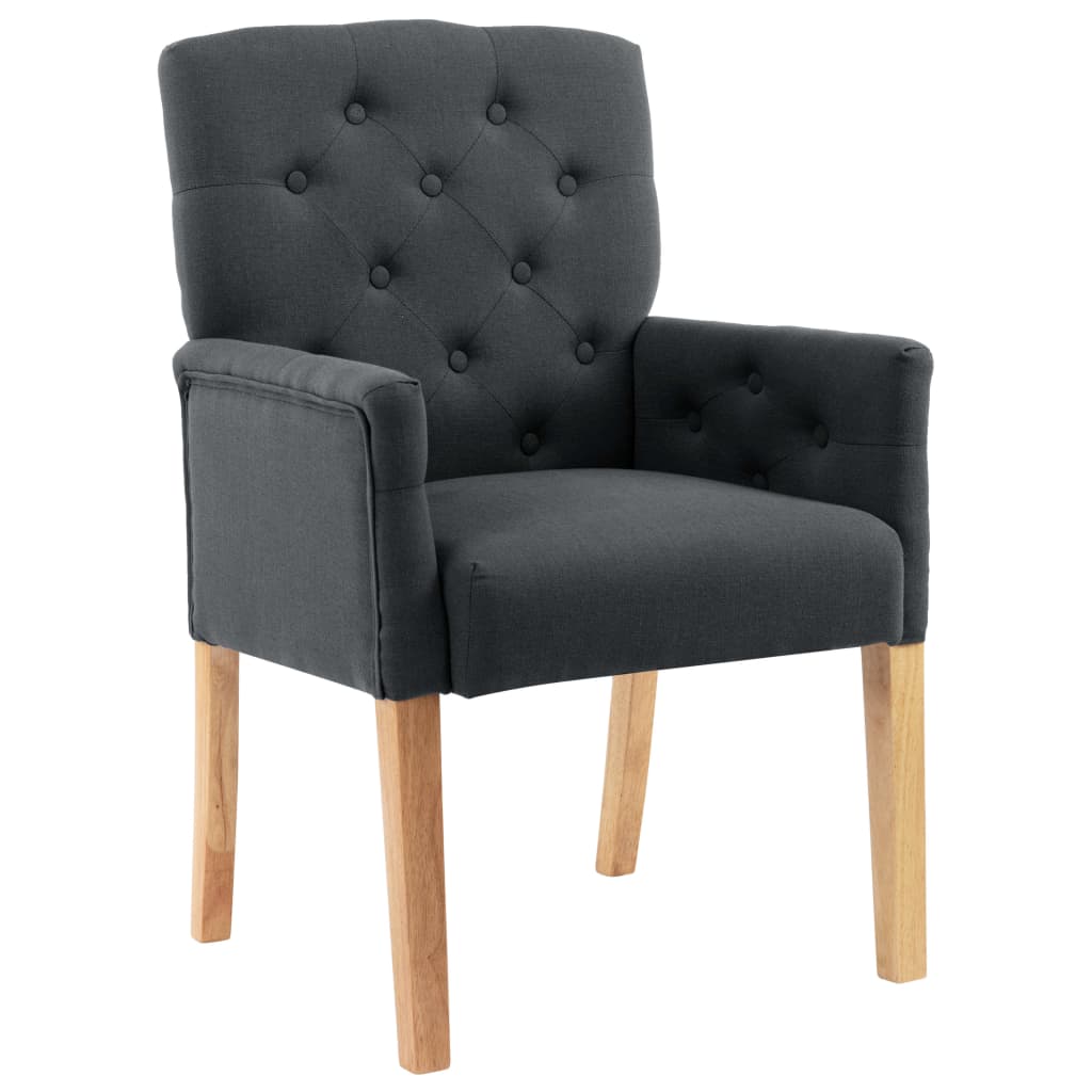 Dining Chair with Armrests Grey Fabric