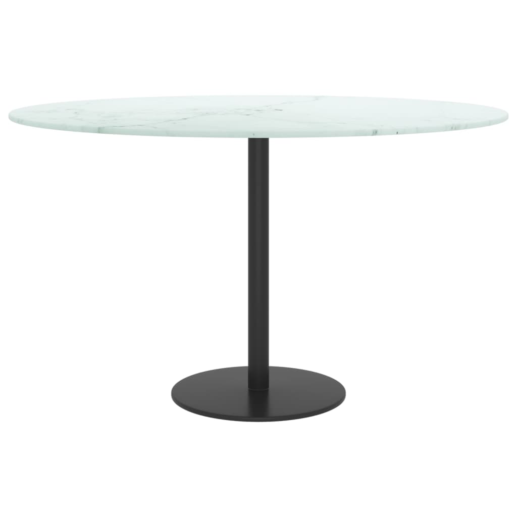 Table Top White Ø70x0.8 cm Tempered Glass with Marble Design