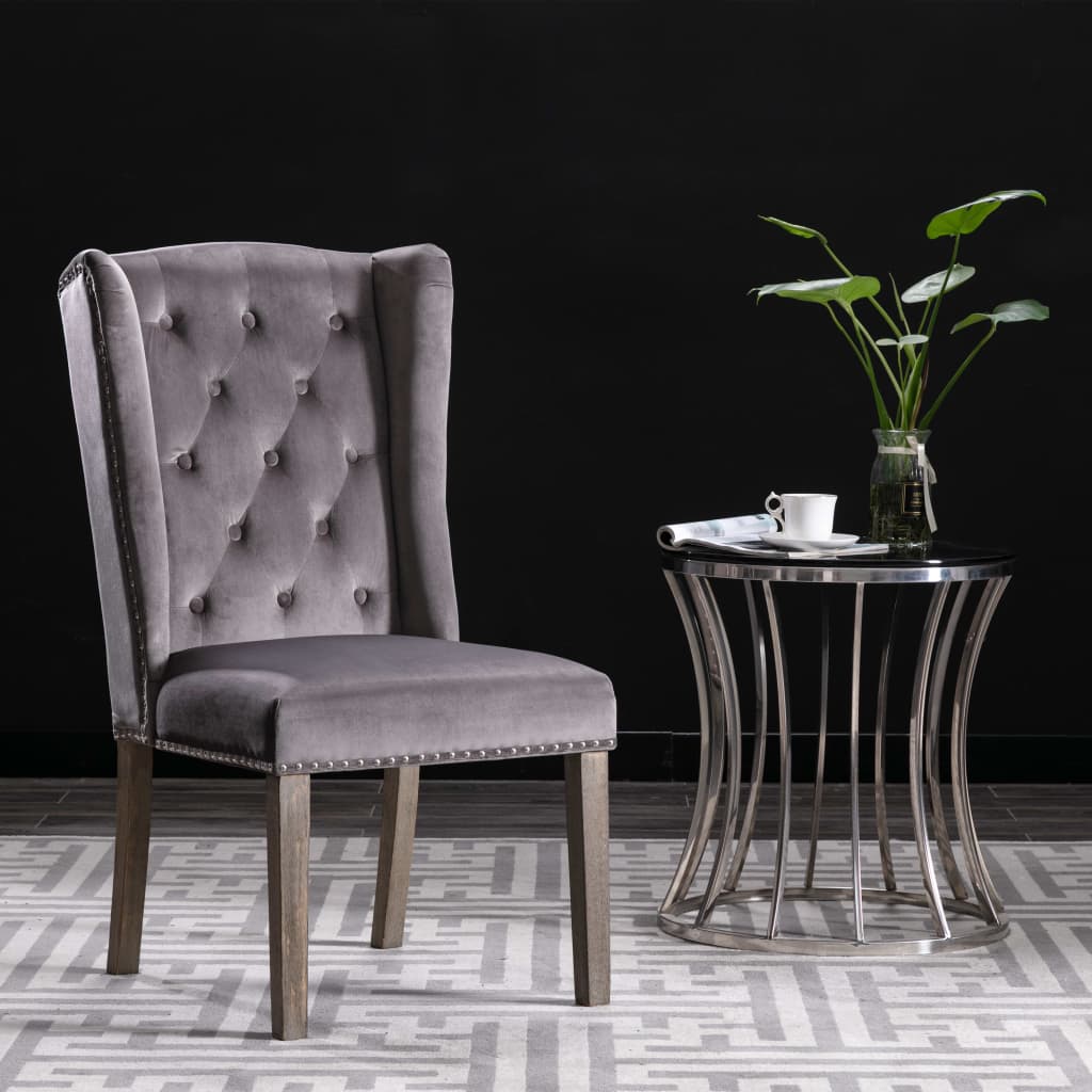 Dining Chairs 2 pcs Grey Velvet