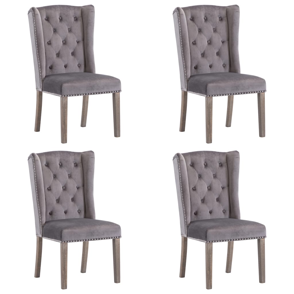 Dining Chairs 4 pcs Grey Velvet