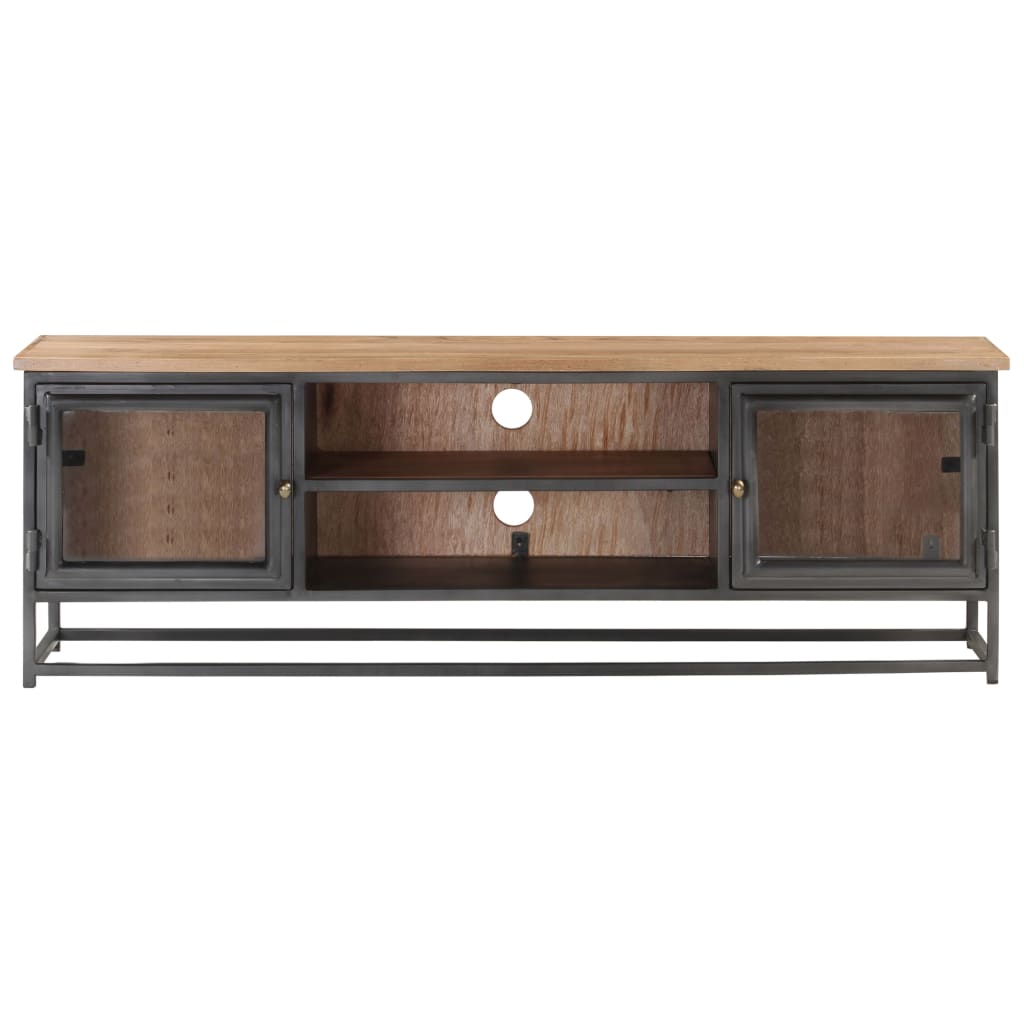 TV Cabinet Grey 120x30x40 cm Solid Acacia Wood and Steel