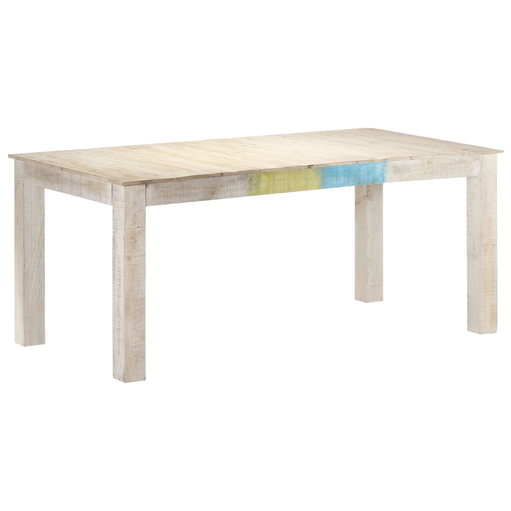 Dining Table White 180x90x76 cm Solid Mango Wood