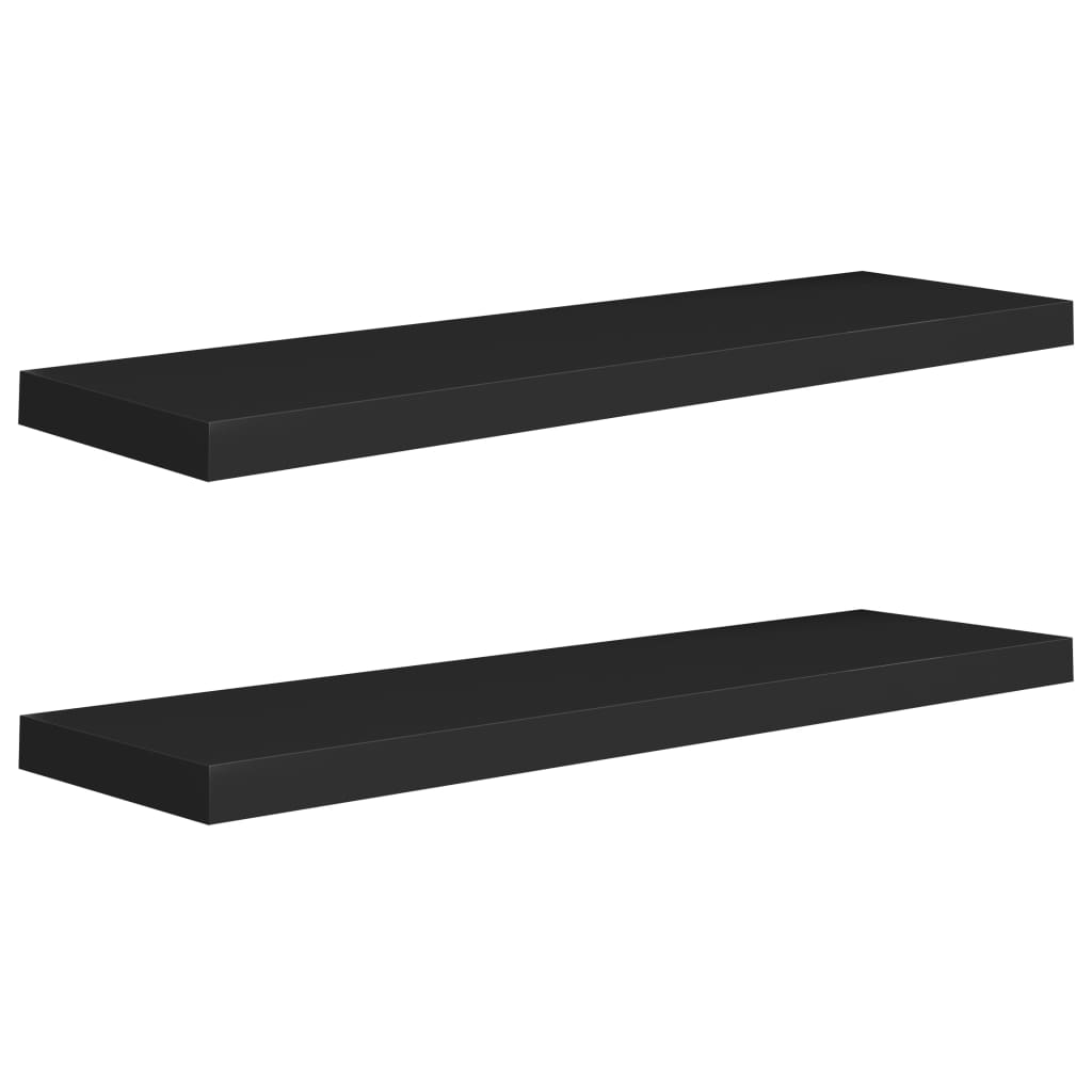 Floating Wall Shelves 2 pcs Black 90x23.5x3.8 cm MDF