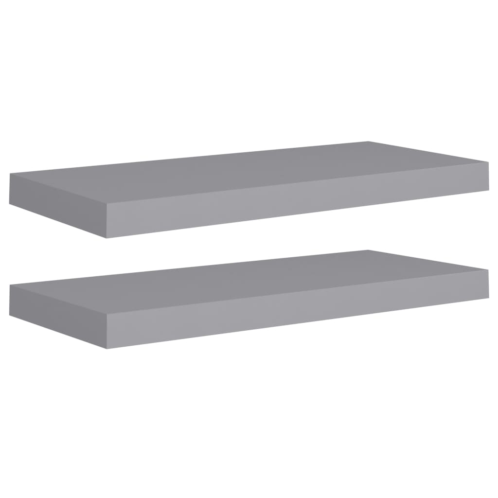 Floating Wall Shelves 2 pcs Grey 60x23.5x3.8 cm MDF