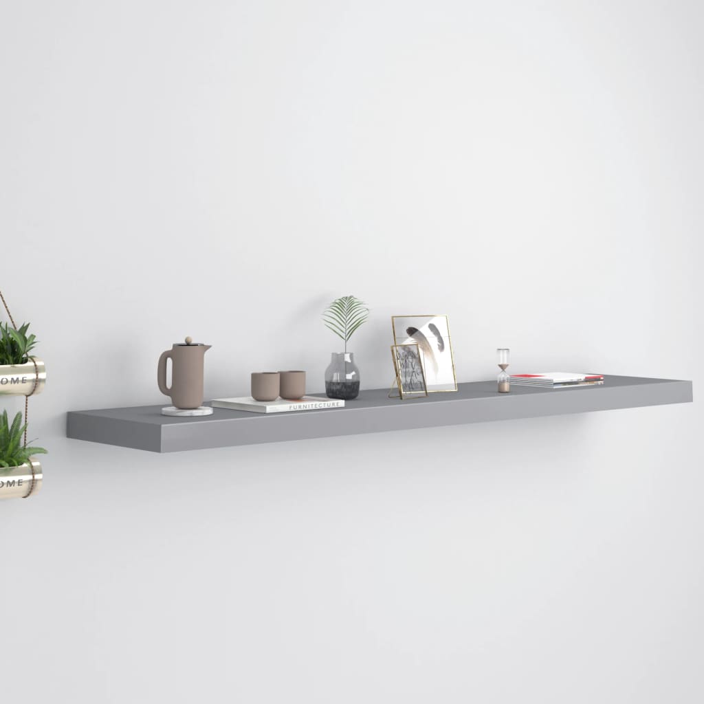 Floating Wall Shelf Grey 120x23.5x3.8 cm MDF