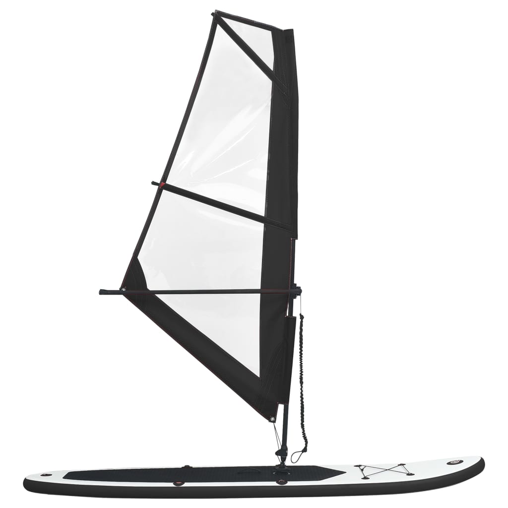 Inflatable Stand Up Paddleboard with Sail Set Black and White