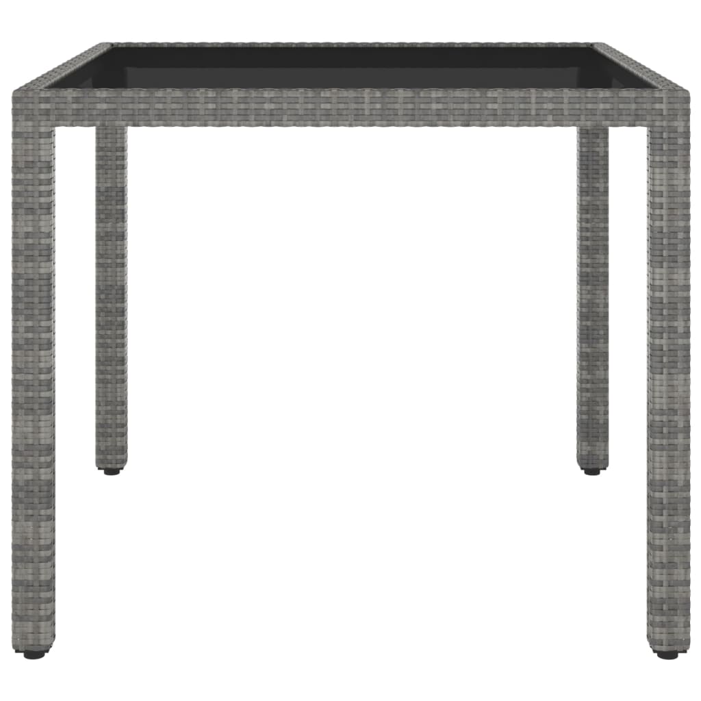 Garden Table Grey 90x90x75 cm Poly Rattan