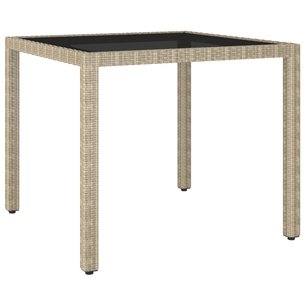 Garden Table Beige 90x90x75 cm Poly Rattan