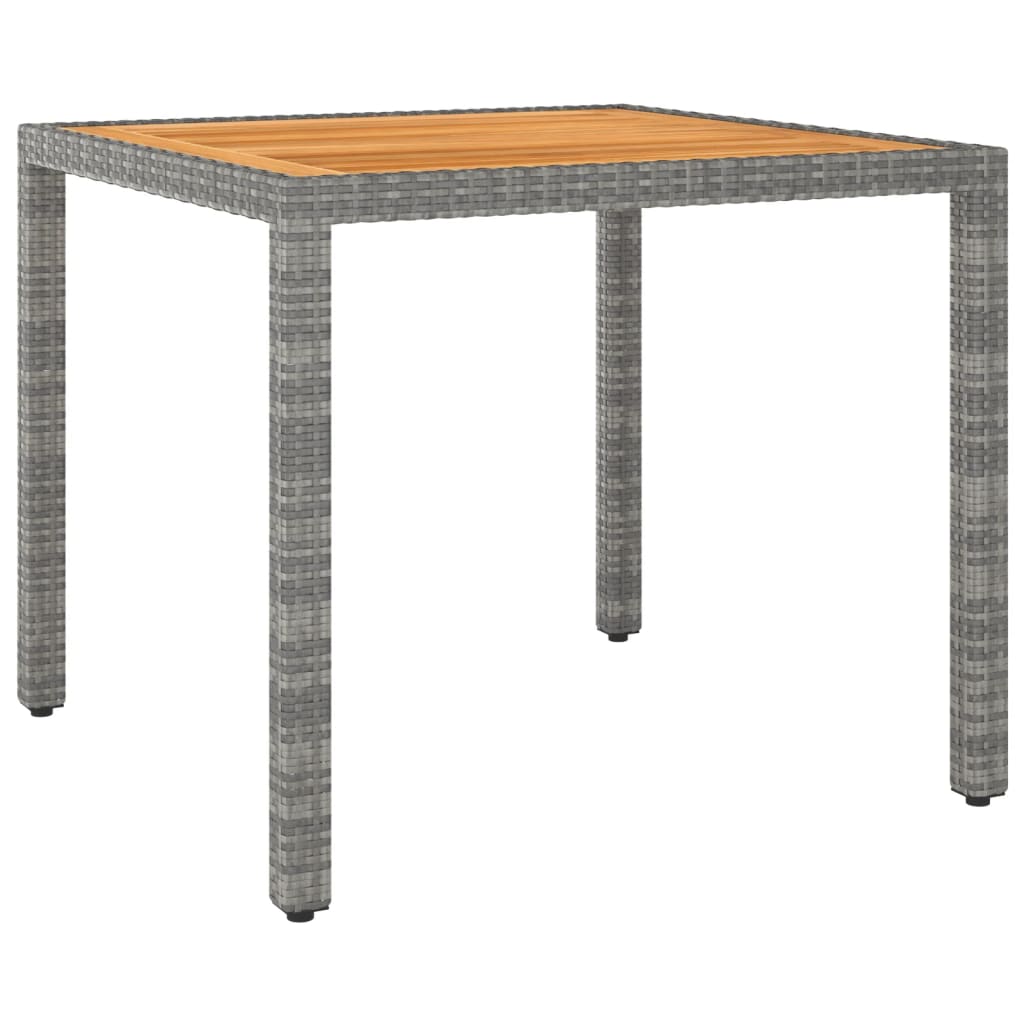 Garden Table Grey 90x90x75 cm Poly Rattan